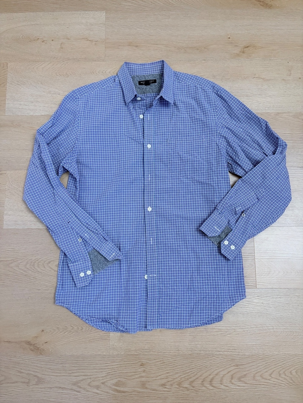 Banana Republic Soft Wash Slim Fit Blue Check Button Down Shirt Men’s L